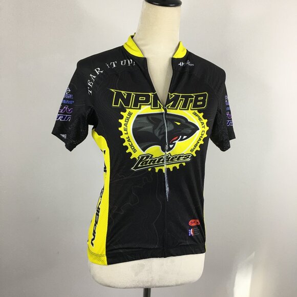 NWT HYPER THREADS Continental Sports Fit Stretch Black Multicolor Bicycle Jersey - Picture 1 of 16